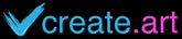 The logo for create.art features a blue paint-stroke checkmark followed by the text 'create.